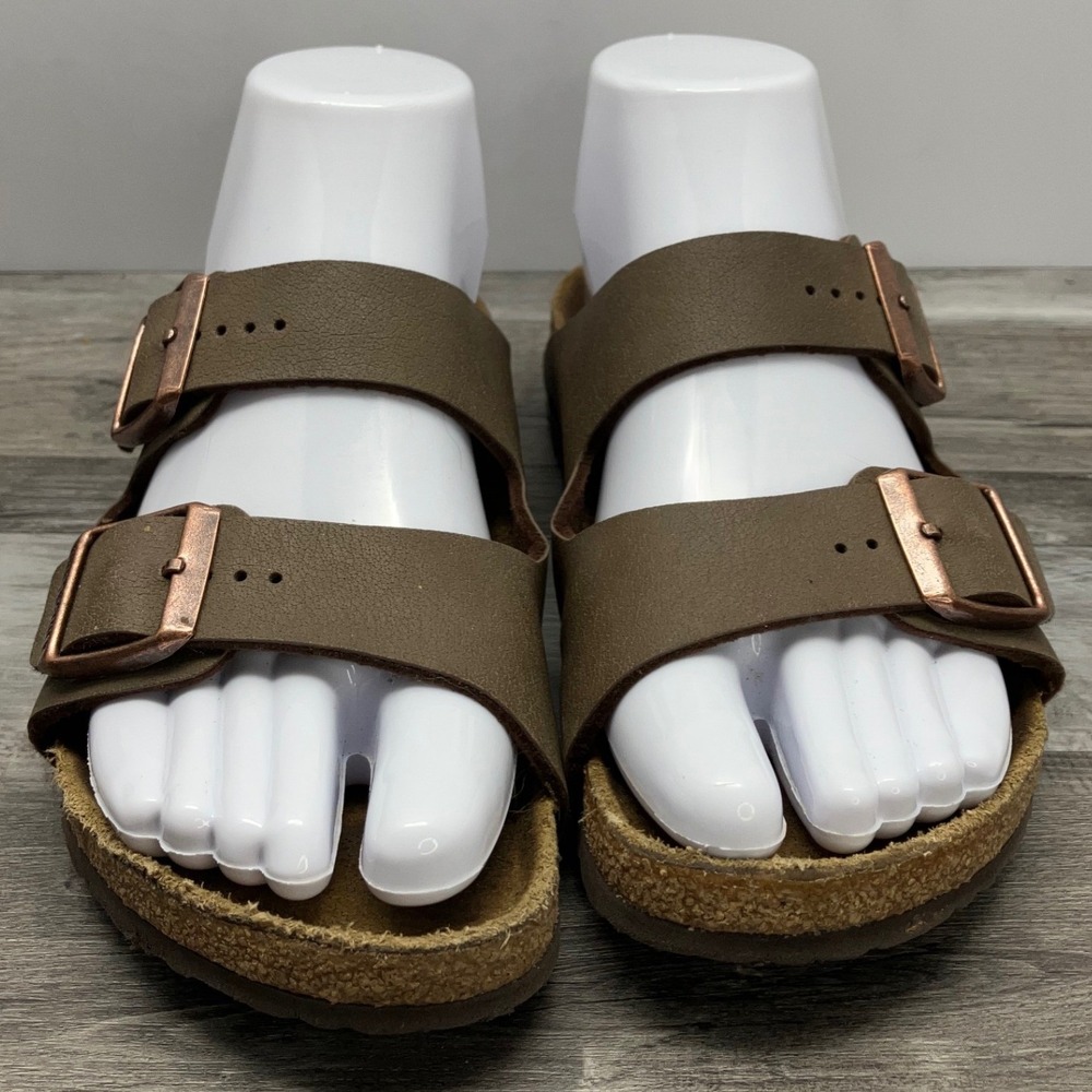 Birkenstock Arizona Mocha Birko-Flor Sandals Womens 34 US 3 Copper Buckles Brown - Picture 3 of 7